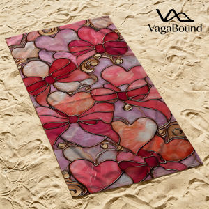 BILIBILI | Stained Glass Hearts Beach Towel Sand Free Quick Dry Absorbent Thin Compact Towels for Swimming Pool Camping Beach Accessories