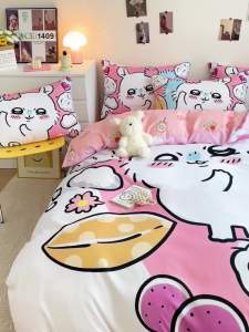 ชุดเครื่องนอนลายการ์ตูนเด็กชุดสี่ชิ้นลายสายรุ้ง ผ้าปูที่นอนชุดสามชิ้นชุดผ้านวมคลุมเตียงห้องนอนเดี่ยวสำหรับเด็กผู้หญิง