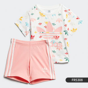 adidas | Infant & Toddler Knitted Round Collar Short Sleeve Shorts Set