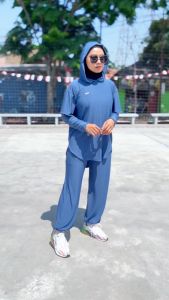 Azkadiena jenita sport baju setelan olah raga wanita muslimah 3 IN 1 include jilbab/kerudung