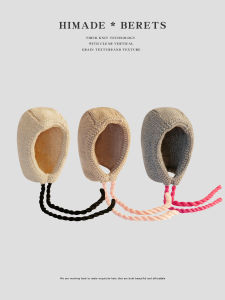 Thickened Warm Knitted Woolen Hat Himade Baroque Cap for Women Autumn Winter Thickened Ear Protection Overhead Knitted Hat