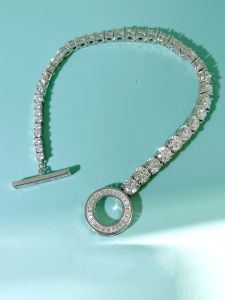 S925 Sterling Silver OT Full Diamond Bracelet Bất Đối Xứng Vòng Khảm Zircon Tinh Tế Trang Sức Thời Trang Nữ Cao Cấp