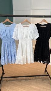 D11814 Aiko Mid Sleeve Embro Mini Dress