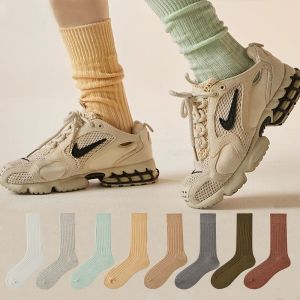 Wome Ống Dài Vớ Cotton Hữu Cơ Chắc Chắn Cao Ấm Áp Đôi Vớ Nữ Thời Trang Vớ Phong Cách Nhật Bản Vớ Dài