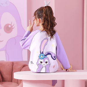 ชุดนอนเด็กชุดอยู่บ้านขายาวแขนยาวเด็กผู้หญิงเด็กตัวปานกลางและโตลายการ์ตูนน่ารักแบบบางฤดูใบไม้ร่วงผ้าฝ้ายแท้เด็กผู้หญิง