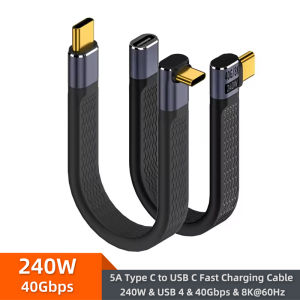 Elbow USB4.0 USB C to Type C Cord Data Cable Thunderbolt 4/3 8K 60HZ PD 240W Fast Charging Cord for Laptop Phone Angle Connector