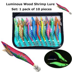 Shining Wooden Shrimp Bait Squid Lure Fishing Goods Fake Fish Baits Fishing Supplies New Easy Shiner Artificial Bait Kit Lures