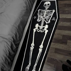 VIKAMA Gothic Alien Coffin Carpet Non-Slip Area Rug Spooky Bedside Mat Halloween Horror Kitchen Bedroom Home Decor