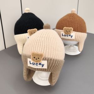 Mũ Len Bảo Vệ Tai Cho Bé Trai Và Bé Gái Mũ Len Đan Dày Hai Lớp Dễ Thương Mũ Trùm Đầu Cho Trẻ Em Mùa Đông Ấm Áp Dễ Thương Hình Gấu