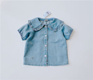 Girls Pure Cotton Thin Soft Short Sleeve Doll Collar Shirt Children Casual Cute Versatile Top Breathable Lightweight Cotton Tee
