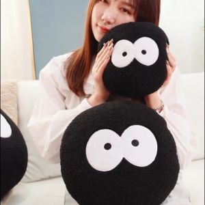 Bantal Bulat Black Mata Lebar Creative new plush coalball pillow kicks away bad luck Decompression football toy presents for friends