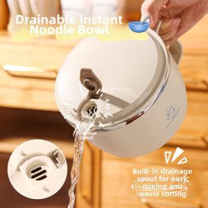 Noodle Cooking Bowl With Lid Large Capacity