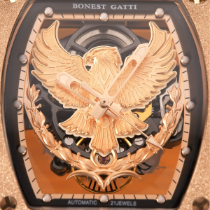 BONEST GATTI Men Automatic Skeleton Watch Soaring Series Tonneau Carved Trendy Cool Birthday Gift For Boyfriend