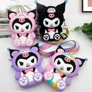 Tas Selempang Rubber Resleting Silicon 3D Anak Karakter Sanrio Dompet Koin Mini Tas Penyimpanan