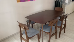 HIiiLiving ZORO Solid Wood Dining Set 4 or 6 Seater 150cm140cm 120cm Table Bench Chair Fabric Seat