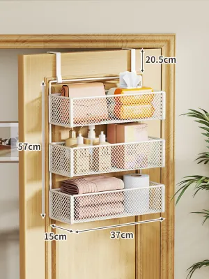 Multi-layered Wall-mounted Storage Shelf with Hooks No-drilling Required