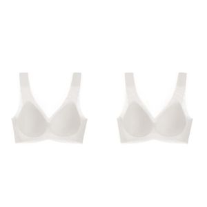 MiiOW | Wireless Seamless Comfortable Thin Womens Underwear Breathable Cool Feeling Bra Soft Nylon Material V-Neck Design Summer Suitable