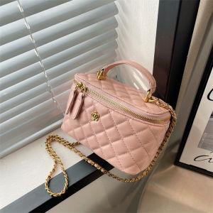 Fashionable Geometric Chain Small Womens Bag Summer 2025 Shoulder Crossbody Lipstick Bag Soft PU Leather Casual Handbag