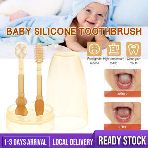 3 in 1 Baby Silicone Toothbrush Baby Tongue Cleaning Brush Toddler Teeth Brush Tongue Coating Cleaner Infant Toothbrush Oral Care Bayi Berus Gigi