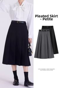 YINLIANHU | Gray Office-Style Pleated Skirt 70cm