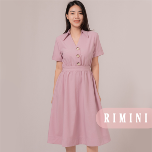 RIMINI - Dress Cewe Gaun Valentine Formal Katun XS-3XL- Oreca Button Midi 85775