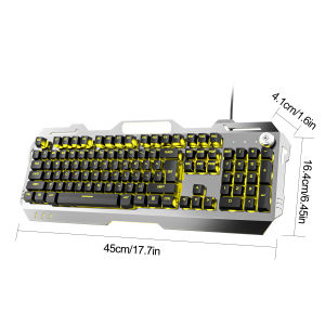 Bàn Phím Màng Có Dây EWEADN GX810 Màu Đen Mặt Kim Loại Toàn Phần Núm Đa Phương Tiện Giá Đỡ Điện Thoại Dùng Cho Chơi Game & Văn Phòng 104 Phím