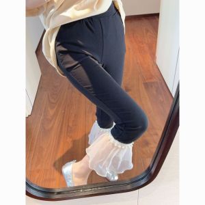 NUANKONG | New Plus Size Summer Petite Slim Lace Pants
