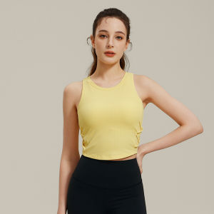 VfU Yoga Vest Top with Chest Pad Fitness Clothing Breathable Summer Sport Pilates Slimming Outdoor Wear Womens Gym Suit