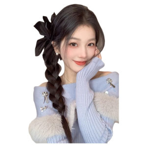 ปลอกผมชิ้นเดียวแบบผูกหางม้าพร้อมโบว์ผีเสื้อสไตล์สตรีทสไตล์บ็อกซิ่ง ปลอกผมสังเคราะห์แบบทันสมัยเพิ่มความหนาและเปลี่ยนทรงผม