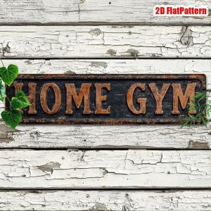 CIFbuy | Retro Iron Wall Art "HOME GYM" 3.94x15.74in Vintage Metal Sign for Man Cave Garage