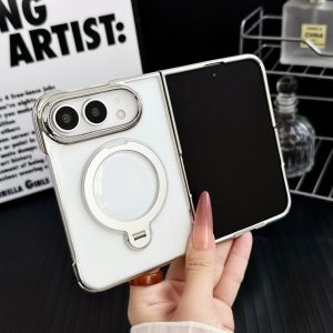 szhaiyu | Luxury Electplating Magnetic Phone Case For iPhone Duo With 360° Rotate Stand Holder With Lens Protector Wireless Charge Cover