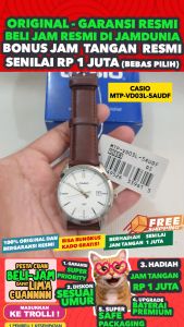 CASIO ORIGINAL - CASIO MTP-VD03L-5AUDF - MEN LA - KULIT - Coklat - Jam dunia JD18ST