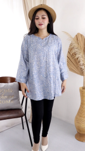 Atasan Blus Bunga Oversize JUMBO BIG SIZE Rayon Sakura Lengan 7/8 LD 110 130 CM XXL 5XL 4749#