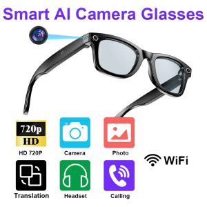 LIGE AI Smart Glasses with Camera Sunglasses Mini Camera Video Recorder Wireless Bluetooth Call Anti-blue Glasses for Men Women