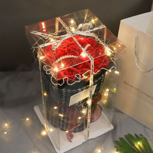 Romantic Rose Bouquet Soap Gift for Girlfriend Female Birthday Valentines Day Practical Creative Gift Box Pink Girl Heart