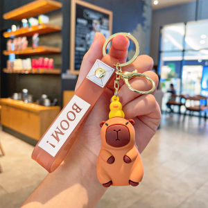 Capybara Keychain Cute Capybara Doll School bag Pendant For Car Keychain Anime Cartoon Keyring Charm Holiday Gifts Jewelry