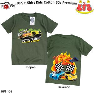 KFS 106 Baju Kaos Anak Laki-laki Perempuan Hot wheels  Sablon Depan Belakang