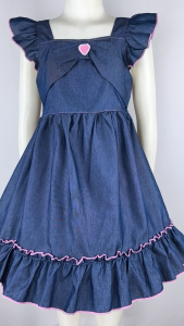 Big Joy Girls Casual Dress Belle Soft Denim with Butterfly Strap Design for ages 1 to 6 Years Old 554459