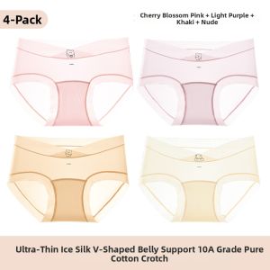 Yuzhaolin | Seamless Silk Summer Thin Pure Cotton Crotch Low Rise Abdominal Support Briefs