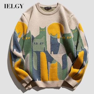 IELGY all-match printed thick knitted couple tops for men