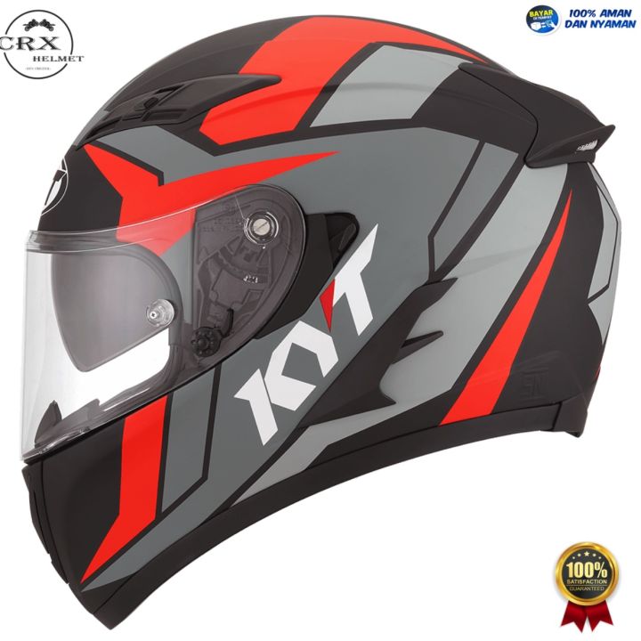Helm full face kyt falcon fr motif raid black red fluo original