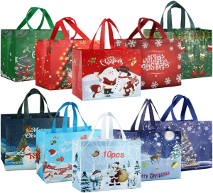 Random color Christmas gift bags Christmas shopping storage bags Christmas tote bags reusable gift bags foldable shopping ba