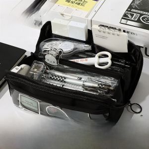 Extra Large Capacity Transparent Pencil Case High School Boys Girls Students Stationery Bag Pure Color Design Beethoven Beauty