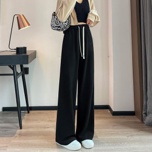 YAMIANNV | High Waist Wide Leg Pants Womens New Style Autumn Winter Casual Drapey Black Plus Size Straight Casual Long Trousers