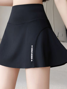 -high Waist Ice-sil Satin Shark Pants Skirt A-Line Mini Summer Thin Yoga Fitness Quick Dry Pleated Womens Exterior Leisure Shorts