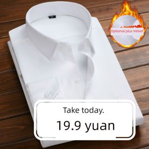 Áo Sơ Mi Trắng Tay Ngắn Màu Xanh Đen Thường Ngày Giữ Ấm Dày Dặn Lót Lông