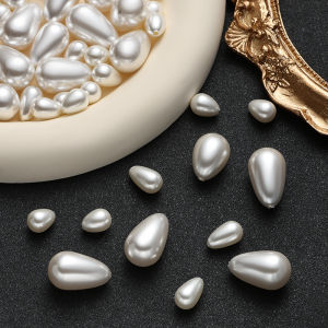 Imitation Pearl Water Drop Half Hole Beads ABS Beads Handmade DIY Hair Accessories Earrings Material Accessories Water Drop Beads