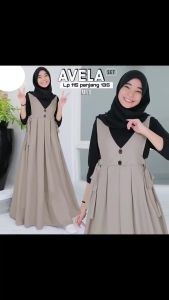 Set Gamis Anak Tanggung Avela Inner Sary untuk Usia 12-17 Tahun Dewasa - Bahan Katun Impor Terbaik - Lembut