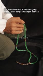 GOLDEN GREEN JADE - Tasbih Zikir 99 Butir Cantik Aesthetic Batu Giok Hijau Asli Original Terbaru Kombinasi Tiger Eye Black Onyx