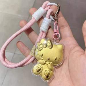【Ready Stock】 黄金KT猫钥匙扣999Gold hellokitty猫手机挂坠包包挂件keychain